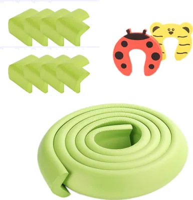 Produktbild von CANDeal 5 Meter L-Form Kantenschutz und 8 x Eckenschutz-Set, Premium-High-Density-Schaum baby schützende Haushaltswerkzeug für Tisch, Bank und andere Wohnmöbel - Grün