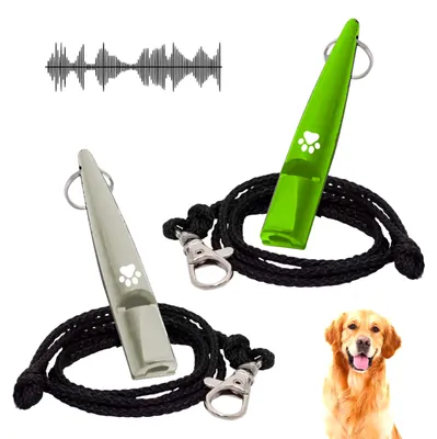Image de Lot de 2 sifflets pour chien, anti-aboiement, avec lanière, vert et blanc, pour les promenades