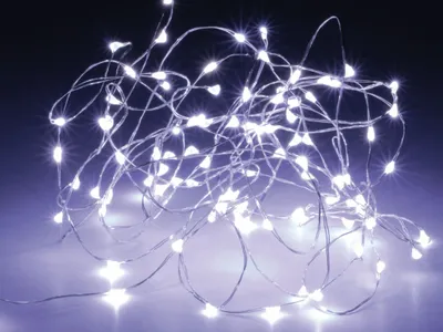 Produktbild von 40 leds fest batterie girlande silber draht kabel silber licht white kalt 2,05m