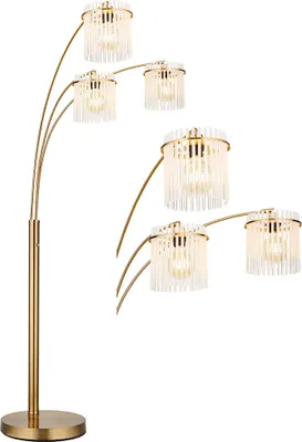 Produktbild von LED Stehleuchte, Metall goldfarben, Glasstäbe opal, H 180 cm