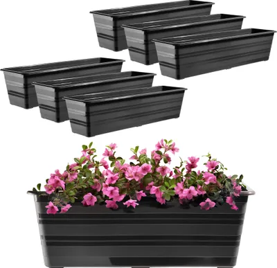 Image de KADAX Pot de fleurs pour balcon, pot de fleurs, grand, 60 cm, fleurs, paquet 6 pièces, support de fleurs