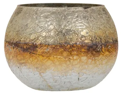 Zdjęcie produktu dla Podświetlnik szklany, szaro-biały, 18x18x14 cm, do świec i dekoracji
