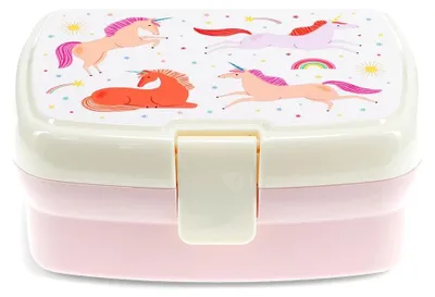 Produktbild von Lunchbox mit Einhorn-Motiv und herausnehmbarem Fach
