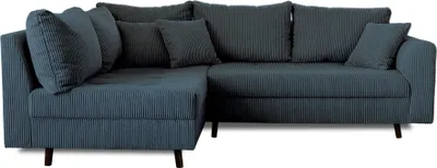 Produktbild von Lisa Design Rune, Ecksofa links, 4-Sitzer, mit hocker, aus Cord , Nachtblau