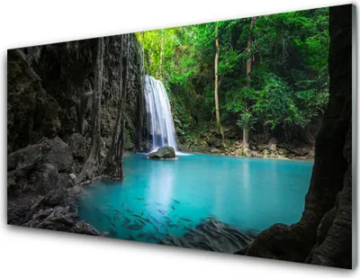 Produktbild von Acrylglasbilder 100x50 Wandbild Druck See Wasserfall Natur