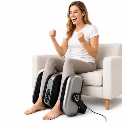 Produktbild von Fußmassagegerät mit Wärmefunktion, Shiatsu Fußmassagegerät elektrisch mit Luftkompression, Knetmassage, Fernbedienung, für Füße & Waden