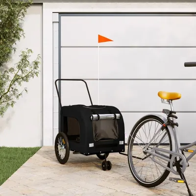 Immagine prodotto di Maison Exclusive - Rimorchio per biciclette per cani, tessuto Oxford nero e ferro