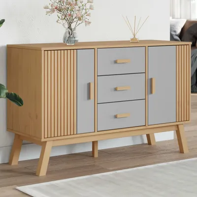 Produktbild von vidaXL Sideboard OLDEN Grau und Braun 114x43x73,5 cm Massivholz Kiefer
