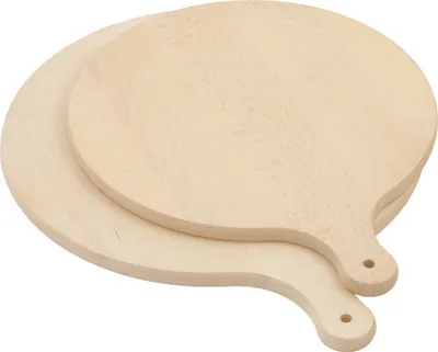 Obrázok produktu pre Okrúhle drevené dosky s rukoväťou 35 cm 40 cm Dosky na krájanie z bukového dreva sada 2 kusov.