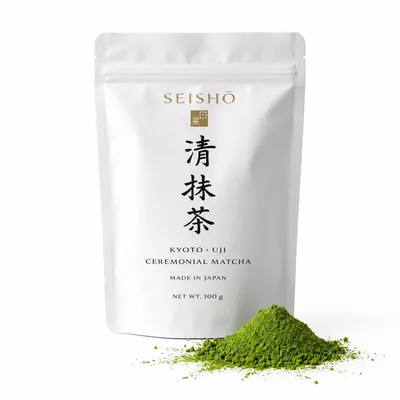 Zdjęcie produktu dla SEISHŌ Ceremonial Matcha 100 g – najwyższej jakości zielona herbata matcha z Uji w Kioto (Japonia) – drobno zmielona japońska herbata matcha