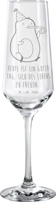Produktbild von Mr. & Mrs. Panda Glas Avocado Feier - Transparent - Geschenk, Party, Sektflöte, Geburtstag, Trinkglas, Gute Laune, Champagnerglas, Flute, Sektglas, Feierlichkeit