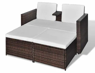 Produktbild von vidaXL 4-tlg. Garten-Lounge-Set mit Kissen Poly Rattan Braun