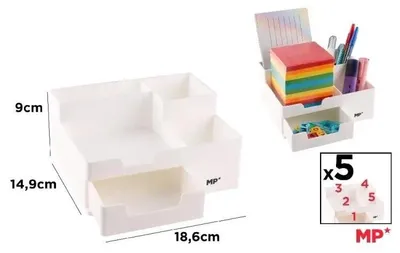 Image de Organisateur de bureau avec tiroir blanc