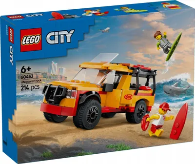 Productafbeelding van LEGO City Reddingsvoertuig van de strandwachten - Terreinwagen speelgoed met 2 minifiguren en een haai - Bouwset voor meisjes en jongens vanaf 6 jaar - Cadeauidee voor surfers en watersportliefhebbers 60453