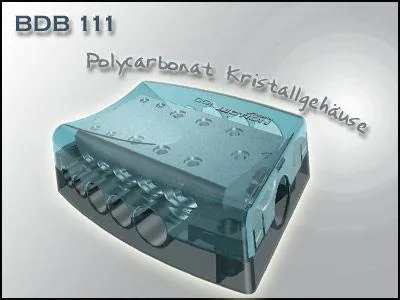 Produktbild von Verteilerblock BDB 111, 1x 50mm² Eingang, 2x 35mm², 4x 20mm², 4x 10mm² Ausgänge, SMB™ Konstruktion, Chrom satiniert