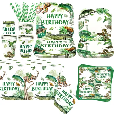 Produktbild von Feiergeschirr Reptilienmotiv, 20-teilig, für Kindergeburtstag