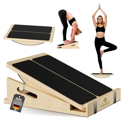 Produktbild von 2-in-1 Schrägbrett aus Holz für Wadendehnung und Gleichgewichtstraining