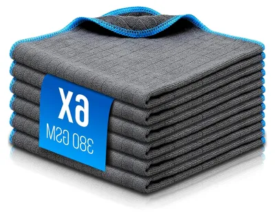 Produktbild von 6X Lackschonende Mikrofasertücher für das Auto mit 380 GSM - sehr weich und saugstark - fusselfreie Poliertücher - Für Motorrad- und Autopflege 40 x 40 cm