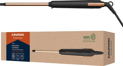 Produktbild von GRUNDIG NaturaShine HS 7230 Lockenstab, Hairstyler, 10 mm Durchmesser, Keramikbeschichtung mit Macadamia- und Kokosöl, 5 Stufen, von 130 °C bis 210 °C, schnelle Aufheizzeit, Schwarz/Roségold