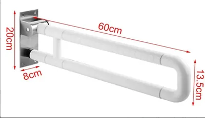 Produktbild von Toiletten-Wandhaltegriff - Klappbarer Stützgriff - Edelstahl - Badezimmer-Sicherheitsgriff - Wandmontage - Für Senioren Und Schwangere