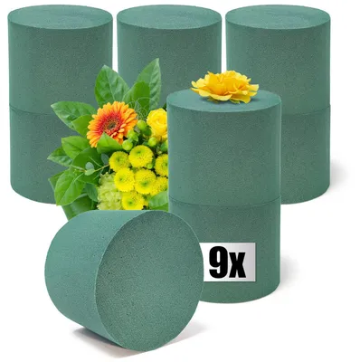 Obrázek produktu pro 9 kusů pěnových bloků pro aranžmá, válcového tvaru, průměr 9,5 cm