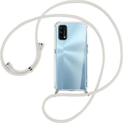 Produktbild von Handykette Backcover-Schutzhülle mit Band (Metall silberfarben) für Realme 7 Pro - broken white