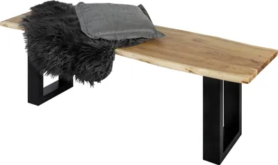Produktbild von Sitzbank Baumkante 140 cm natur massiv Akazie schwarz
