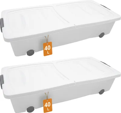 Produktbild von 3.02 2er Set Serie in weiß: Unterbettkommode KLEIN 80 x 40 x 17 (2 Stück)