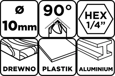 Obrázek produktu pro Zápustné hloubení pro dřevo hliník plast šestihran 10 mm GRAPHITE