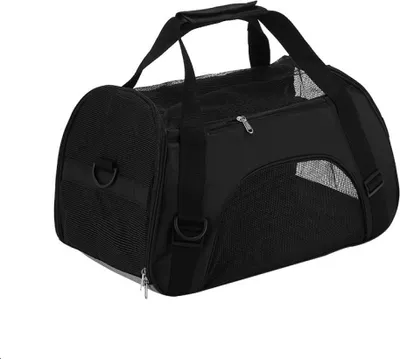 Produktbild von Von Fluggesellschaften zugelassene Haustier-Tragetasche, tragbare Reisetasche für kleine Hunde, Katzen, Welpen und kleine Haustiere (L, Schwarz)