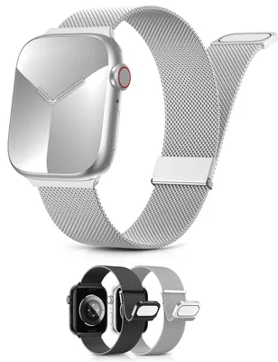 Zdjęcie produktu dla Wymienny pasek kompatybilny z Apple Watch, magnetyczny Uni ze stali nierdzewnej, A0603, srebrny, rozmiar 38/40/41 mm