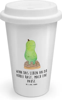 Produktbild von Mr. & Mrs. Panda Kaffeebecher To Go Schildkröte Pause - Weiß - Geschenk, Thermobecher, ToGo, Entspannen, Thermokaffeebecher, Achtsamkeit, Achtsam, Coffee Becher