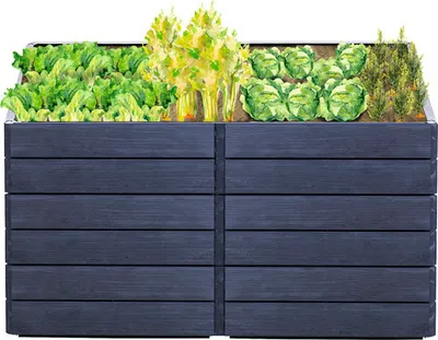 Produktbild von Hochbeet klassisch GARANTIA Ergo Quadro 2 L 75 inkl. Flora-Wassersparsystem 160 x 80 x 75 cm wood