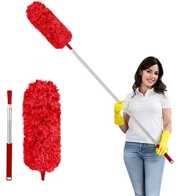 Obrázek produktu pro Teleskopický prachovka, výsuvný, omyvatelný, s silikonovou hlavicí, červený, 237 cm