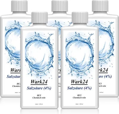 Produktbild von Wark24 Salzsäure (4%) 1L zur Entfernung von Kalk, Rost und Ablagerung (5er Pack)