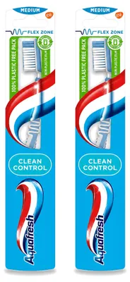 Produktbild von 2 x Aquafresh Clean Control Zahnbürste Medium - Vorteilspackung - 2 Stücke