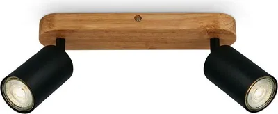 Produktbild von Deckenlampe schwenkbar, GU10 Fassung, max.9W, Deckenstrahler, Wohnzimmerlampe, Schlafzimmerlampe, Küchenlampe, Deckenleuchte, 25,5cm, Schwarz-Holz