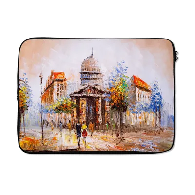 Produktbild von MuchoWow® Laptop Hülle 13 Zoll Gemälde - Stadt - Öl Laptoptasche - Laptophülle - Sleeve - Rundumschutz