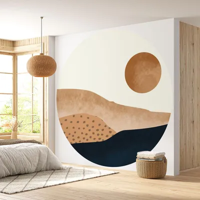 Image de Papier peint rond / cercle - Lumaléa - Paysage Abstrait - Papier Premium 185gr Lavable - Diamètre 90 cm