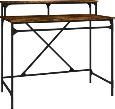 Obrázok produktu pre vidaXL Stôl z dymového duba 100x50x90 cm materiál drevo a železo