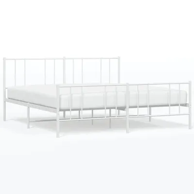 Obrázek produktu pro vidaXL Postel s čelem a nohou kovová bílá 200x200 cm
