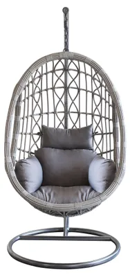 Immagine prodotto di Dondolo a sospensione da giardino in acciaio e wicker con cuscino Swing -  Grey