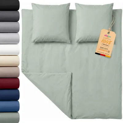 Produktbild von EllaTex Premium Mikrofaser Bettwäsche 200x220 + 2x 80x80 cm – große Bettwäschegarnitur mit Reißverschluss, Farbe: Mint