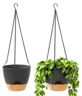Imagen del producto de Macetas colgantes con sistema de auto-riego, 2 unidades, de plástico, color , para uso en interiores y exteriores