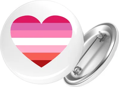 Produktbild von Huuraa Button Lesbische Pride Flagge LGBTQ Herz 25mm rund mit Sicherheitsnadel Ansteckbutton Geschenkidee