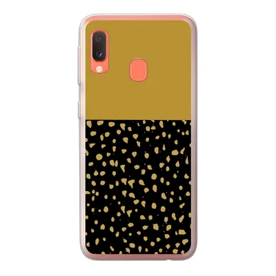 Produktbild von MuchoWow® Handyhülle Schutzhülle Hülle für Samsung Galaxy A20e Polka dots - Ockergelb - Schwarz Silikon Softcase Handy Hülle - Abdeckung