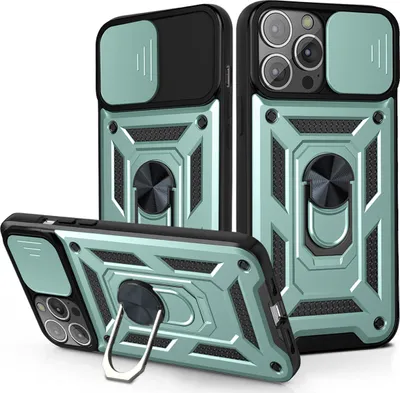 Image de Coque pour iPhone 14 Pro, coque silicone TPU avec anneau de protection, protection de l'appareil photo Vert