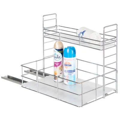 Produktbild von ONVAYA® Spülschrank-Organizer ǀ verchromter Stahl ǀ ausziehbar ǀ Befestigung mit Schrauben oder Klebeband ǀ Gewürzregal