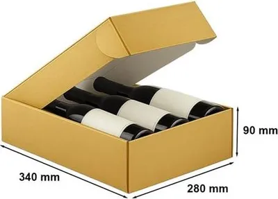 Zdjęcie produktu dla Pudełko Ozdobne Na Prezent K-883 na wino potrójne Złote