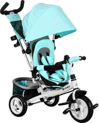Immagine prodotto di Triciclo 6 in 1 con manubrio di spinta, triciclo per bambini con tettuccio parasole rimovibile